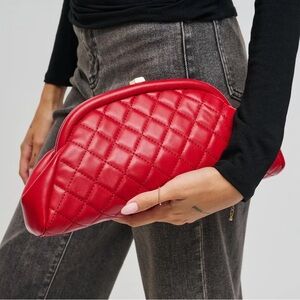 Red Quilted Leather Clutch